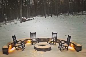 Patio with Fire Pit Using Natural Cleft - New Construction
