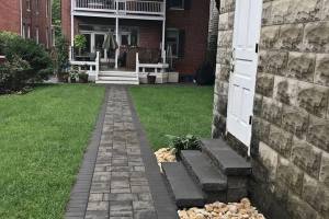 Permeable Paver Patio with Walkway and Water Feature