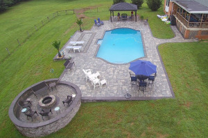 Total Pool Renovation with Pavilion and Fire Pit