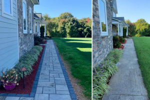 Front Walkway with Red Mulch