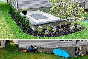 Rectangle Inlay Patio with Sitting Wall
