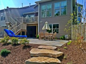 patio with rocks
