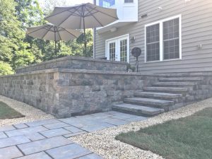 steps with elevated patio